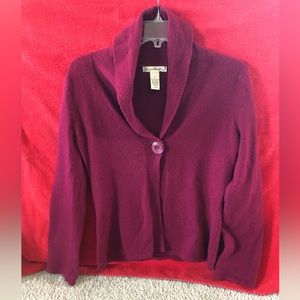Burgundy cowl neck one button sweater S